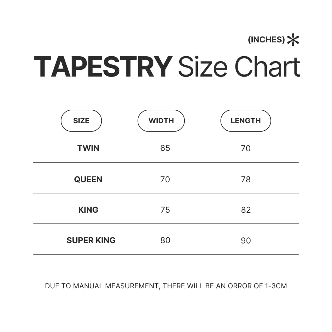 Tapestry Size Chart - Brockhampton Store